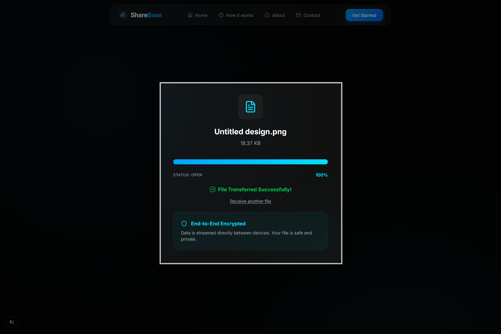 Receiving file interface